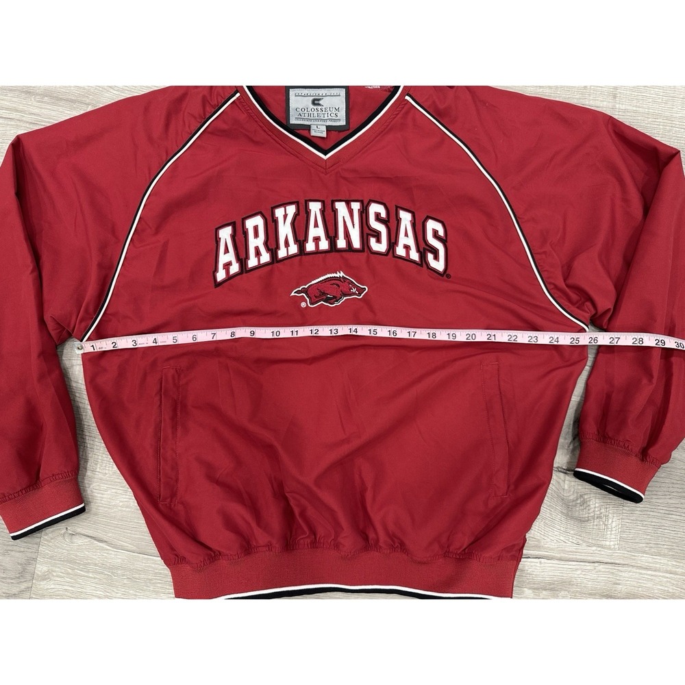 Arkansas Razorbacks Red Pullover Windbreaker Large Colosseum Athletics NCAA - Picture 3 of 8